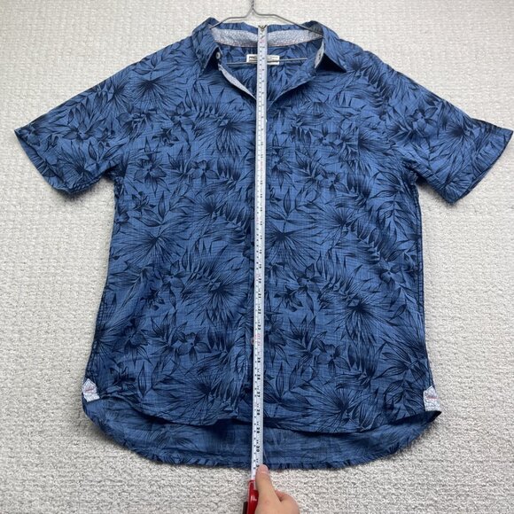 Projek Raw Shirt Mens L Floral Hawaiian  AOP Summer Party Light Breathable Blue - Picture 8 of 15